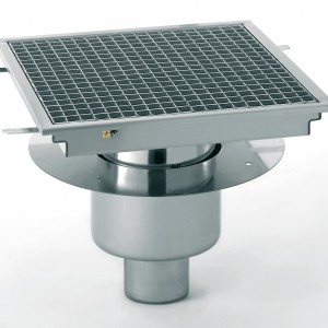 CANIVEAU 400X400 SORTIE VERTIC ALE CENTRÉE CUVETTE pour cuisine professionnelle