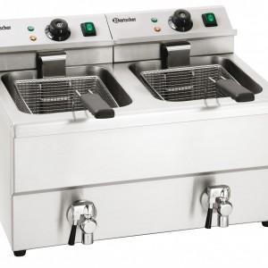 FRITEUSE ÉLECTRIQUE DOUBLE «IMBISS II» AVEC VANNES DE VIDANGE pour cuisine professionnelle