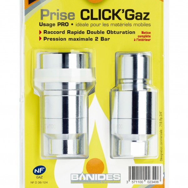 COUPLEUR RAPIDE CLICK GAZ DN 3/4 » pour cuisine professionnelle COUPLEUR RAPIDE CLICK GAZ DN 3/4'' pour cuisine professionnelle
