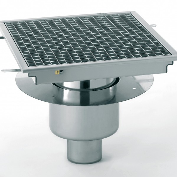 CANIVEAU 400X400 SORTIE VERTIC ALE CENTRÉE CUVETTE pour cuisine professionnelle CANIVEAU 400X400 SORTIE VERTIC ALE CENTRÉE CUVETTE pour cuisine professionnelle