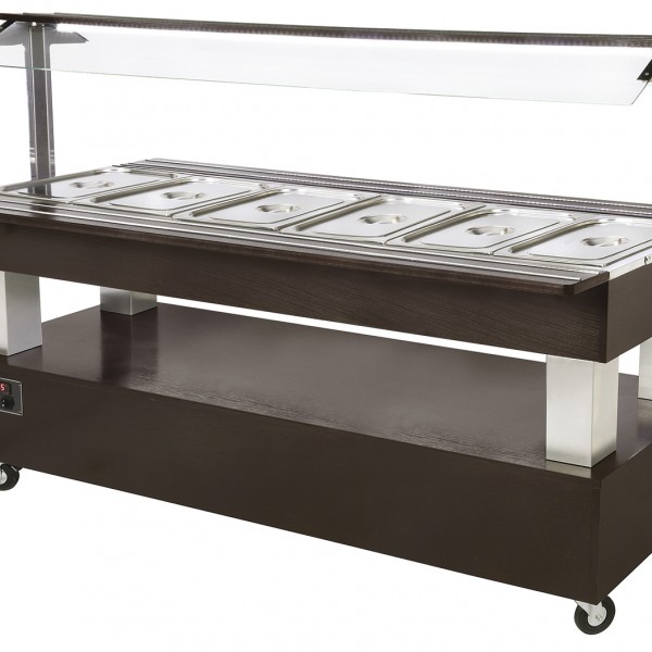 BUFFET CENTRAL CHAUFFANT 6 BACS GN 1/1 pour cuisine professionnelle BUFFET CENTRAL CHAUFFANT 6 BACS GN 1/1 pour cuisine professionnelle