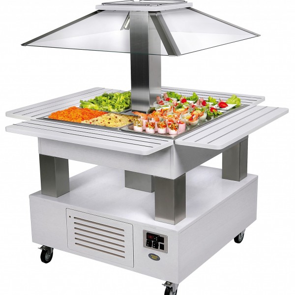 BUFFET ILOT CENTRAL FROID 4 BACS GN 1/1 MOTORISÉ pour cuisine professionnelle BUFFET ILOT CENTRAL FROID 4 BACS GN 1/1 MOTORISÉ pour cuisine professionnelle